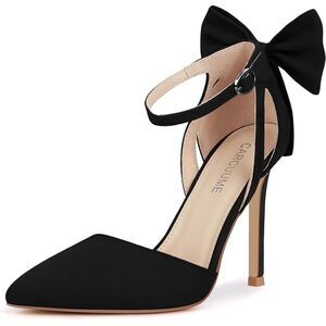 Closed Toe Bow Stiletto Heel Sandals Pointed Toe Pumps, 10, 12C-177S001